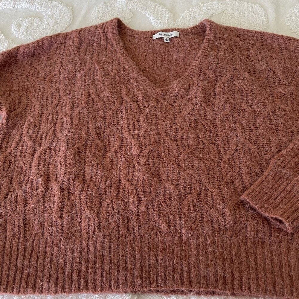 Madewell Sweater Womens Small Orange Alna Knitted Alpaca Blend Casual - Picture 3 of 8